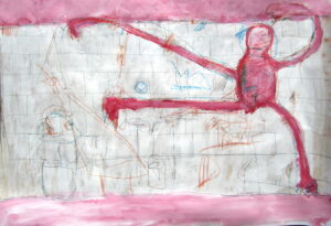 Nude dancer in front of the wall 70 x 100 cm on paper 2018